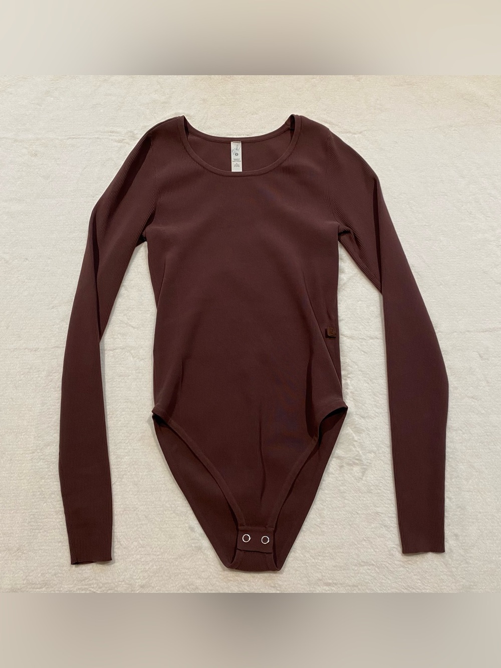 (S) Lululemon Tight-Fit Long-Sleeve Knit Bodysuit Java Brown Small Ribbed Rib - Picture 2 of 15